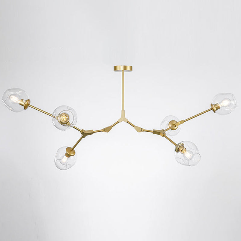 Modern Glass Chandelier For Living Room- Branching Suspension Light 6 / Gold