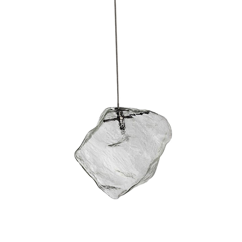 Ice Glass Hanging Ceiling Light - Minimalist Clear Pendant Lamp for Dining Room (1 Light)