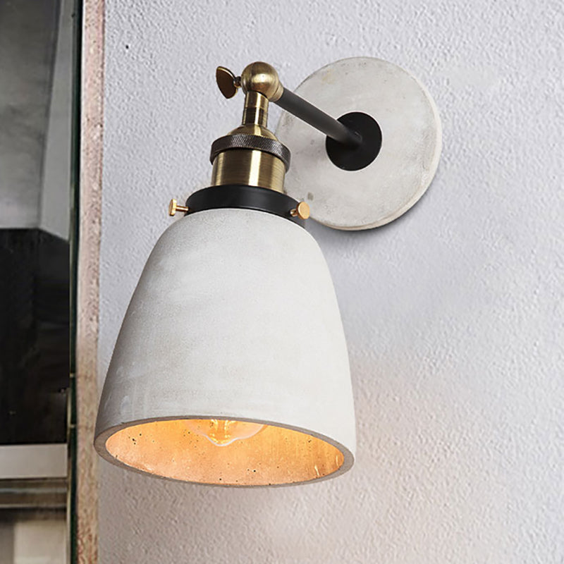 Industrial Grey Wall Mounted Light - Adjustable Cone/Cylinder/Bowl Bedroom Sconce / Cylinder