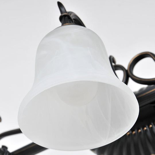 Traditional Frosted Glass Sconce Light With Bell Shade - Bronze Finish For Bathroom Vanity 1/2/3