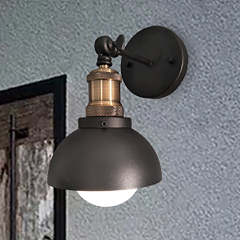Modern Black Dome Wall Sconce With Adjustable Metal 1 Light For Restaurant Lighting