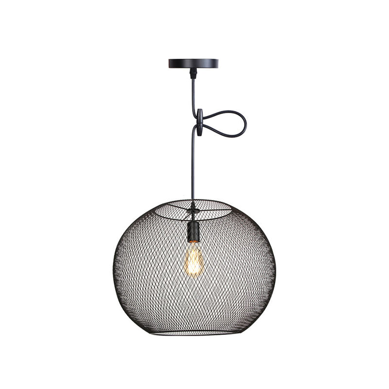 Nordic Industrial Style Wire Mesh Pendant Light For Bar - Metal Hanging Lamp With 1 Black /
