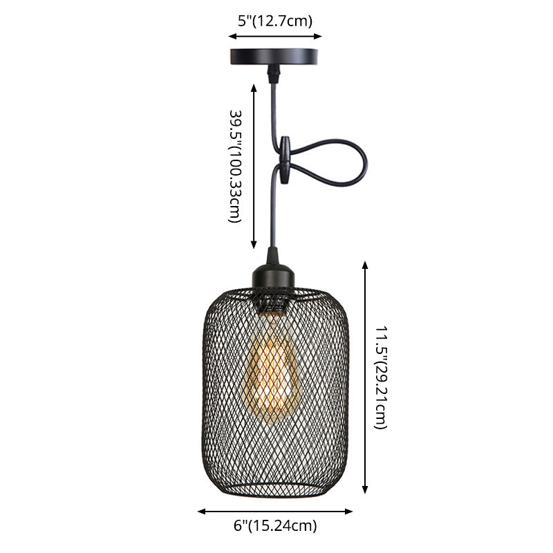 Nordic Industrial Style Wire Mesh Pendant Light For Bar - Metal Hanging Lamp With 1