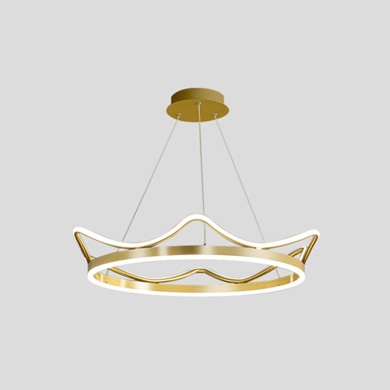Crown Suspension Pendant Light For Kids Bedroom With Metallic Finish Gold / 28.5