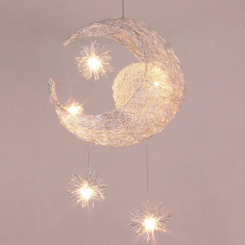 Stylish Moon And Star Ceiling Lamp For Kids Bedroom