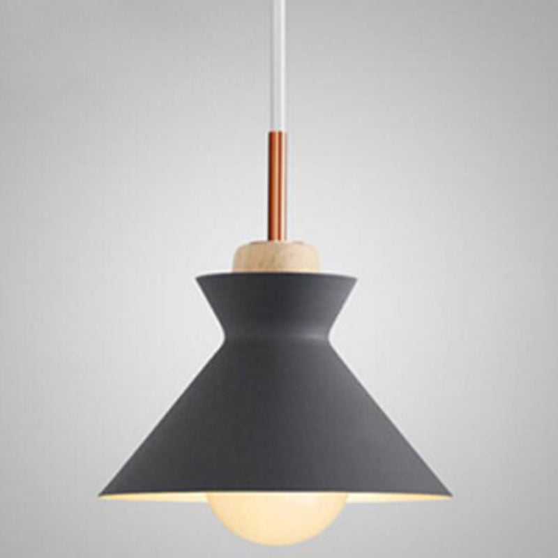 Nordic Style 1-Light Pendant Lamp With Wooden Top For Modern Restaurants Grey / 10