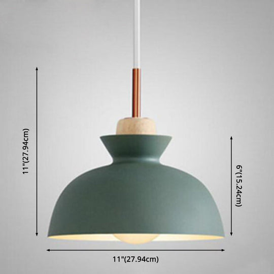 Nordic Style Wooden Pendant Lamp with Metal Frame - Perfect for Restaurants and Modern Homes