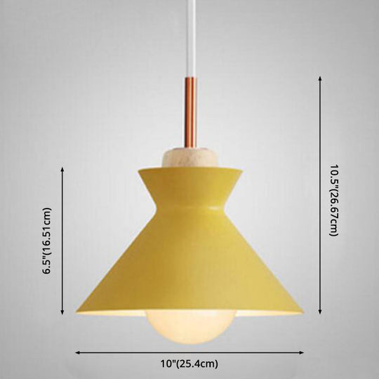 Nordic Style 1-Light Pendant Lamp With Wooden Top For Modern Restaurants