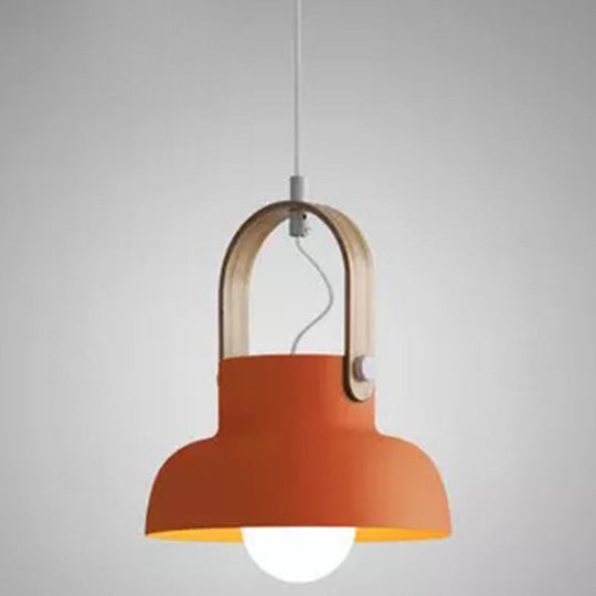 Nordic Style 1-Light Pendant Lamp - Upside Down Trifle Design For Modern Metal Restaurants Orange /
