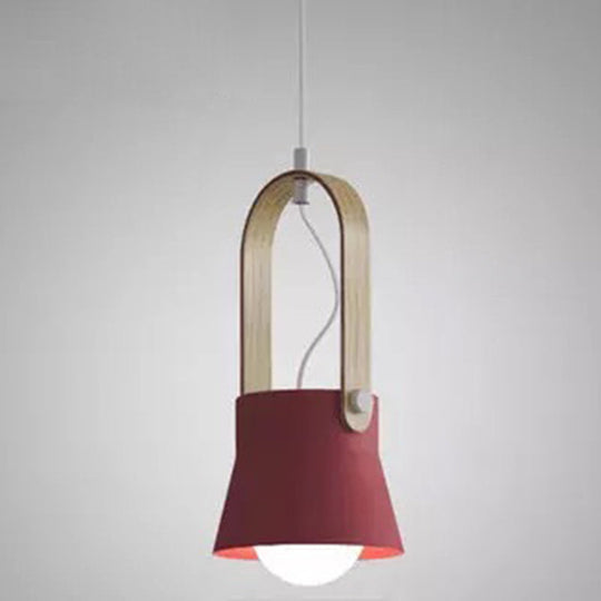 Nordic Style 1-Light Pendant Lamp - Upside Down Trifle Design For Modern Metal Restaurants Crimson /