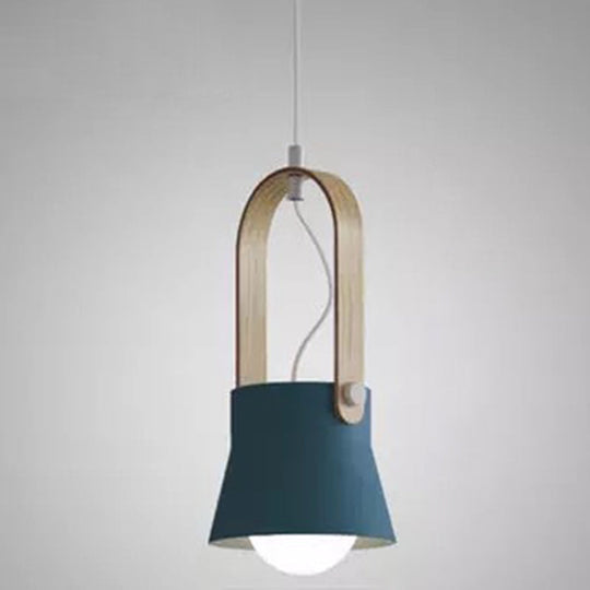 Nordic Style 1-Light Pendant Lamp - Upside Down Trifle Design For Modern Metal Restaurants Dark Blue