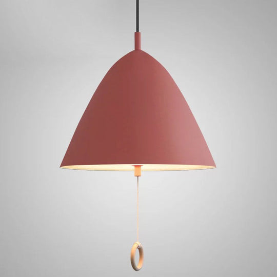 Contemporary Metal Macaron Pendant Light With Pull Ring - 1-Light Modern Lighting Red / 13