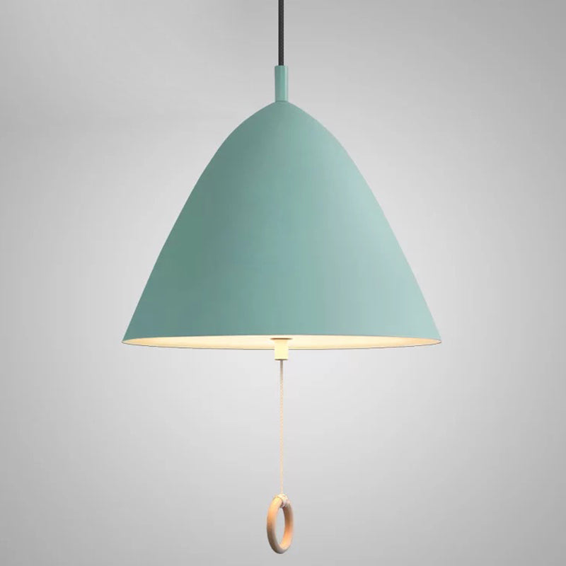 Contemporary Metal Macaron Pendant Light With Pull Ring - 1-Light Modern Lighting Blue / 13