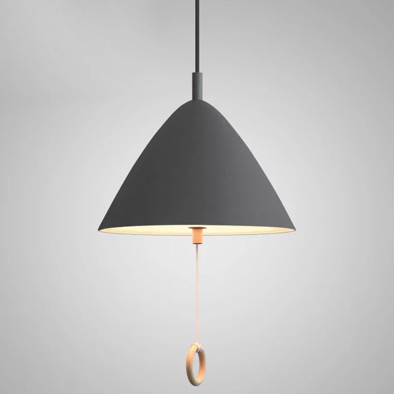 Contemporary Metal Macaron Pendant Light With Pull Ring - 1-Light Modern Lighting Grey / 11