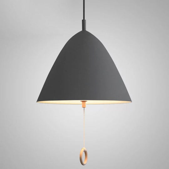 Contemporary Metal Macaron Pendant Light With Pull Ring - 1-Light Modern Lighting Grey / 13