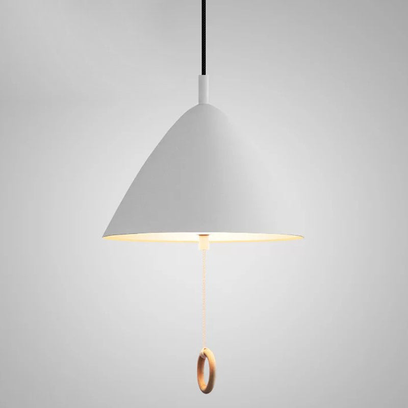 Contemporary Metal Macaron Pendant Light With Pull Ring - 1-Light Modern Lighting White / 11