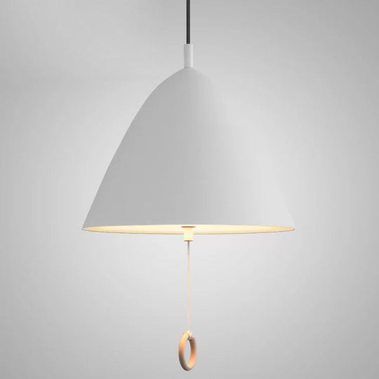 Contemporary Metal Macaron Pendant Light With Pull Ring - 1-Light Modern Lighting White / 13