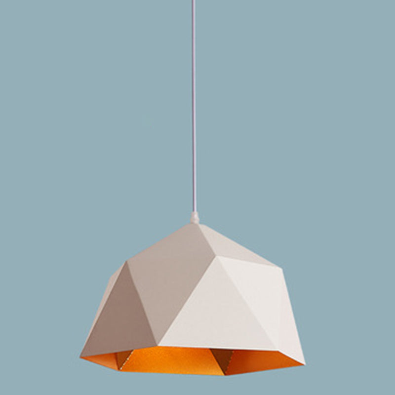 Nordic Macarons Style 1-Light Diamond Pendant Lamp - Modern Metal Dining Room Hanging Lighting
