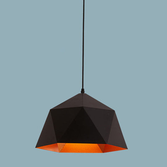 Nordic Macarons Style 1-Light Diamond Pendant: Elegant Metal Hanging Lamp For Dining Room Black / 15
