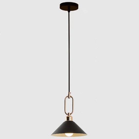 Modern Macarons Umbrella Pendant Light With Metal Ring - Stylish Lighting Black / Round