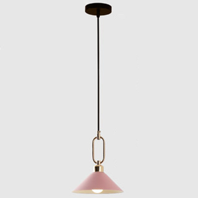 Modern Macarons Umbrella Pendant Light With Metal Ring - Stylish Lighting Pink / Round