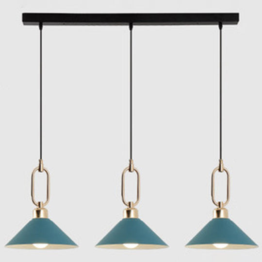 Modern Macarons Umbrella Pendant Light With Metal Ring - Stylish Lighting Blue / Linear