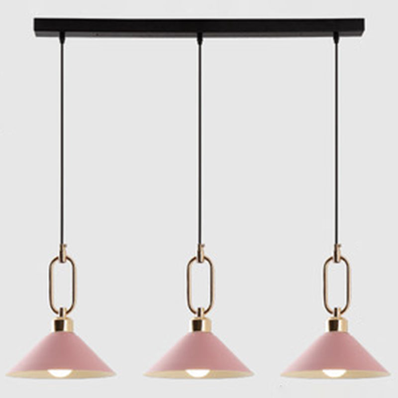 Modern Macarons Umbrella Pendant Light With Metal Ring - Stylish Lighting Pink / Linear