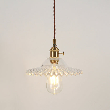 Vintage Industrial Scalloped Glass Shade Ceiling Light Pendant For Living Room