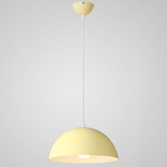 Nordic Minimalist Metal Hanging Light For Restaurant - Ribbed Dome Design Yellow / 12