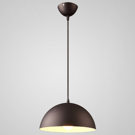 Nordic Minimalist Metal Hanging Light For Restaurant - Ribbed Dome Design Black / 12