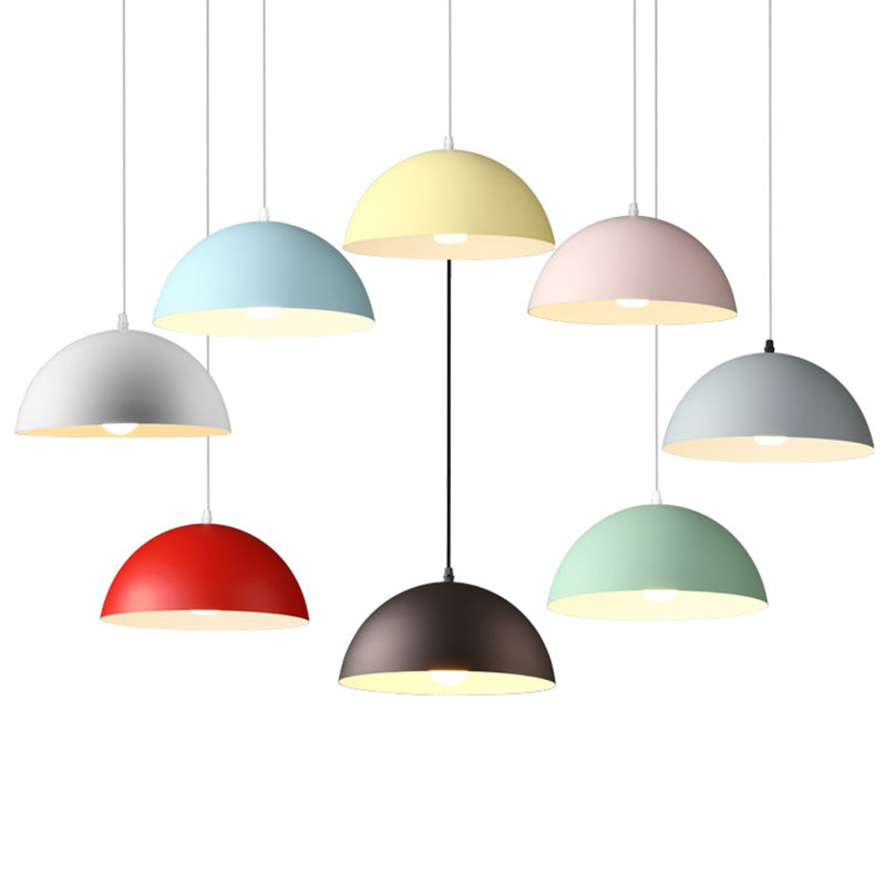Nordic Minimalist Metal Hanging Light For Restaurant - Ribbed Dome Design