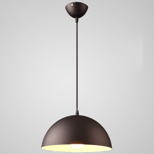 Nordic Minimalist Metal Hanging Light For Restaurant - Ribbed Dome Design Black / 14