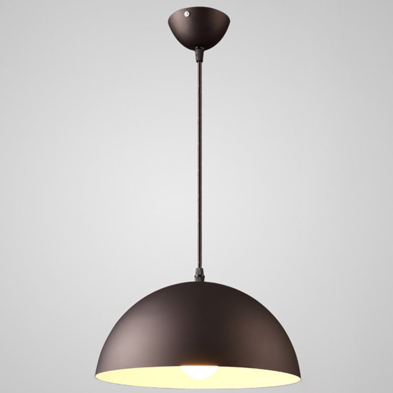 Nordic Minimalist Metal Hanging Light For Restaurant - Ribbed Dome Design Black / 16