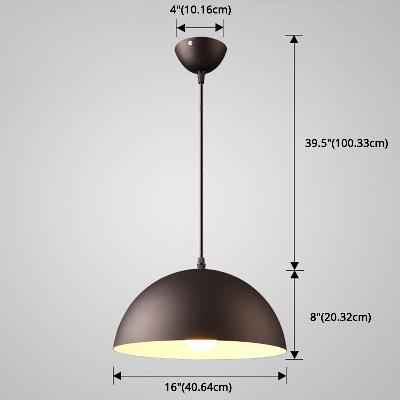 Nordic Minimalist Metal Hanging Light For Restaurant - Ribbed Dome Design