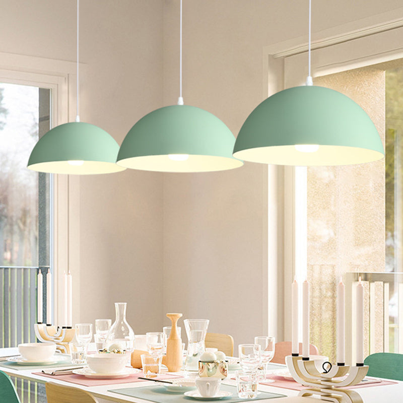 Ribbed Dome Metal Hanging Light - Nordic Minimalist Style Lamp for Restaurants