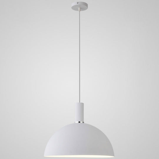 Nordic Style Metal Hemispherical Pendant Lamp - | Restaurant Ceiling Light 1 White / 12
