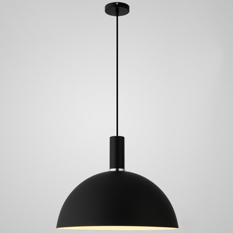 Nordic Style Metal Hemispherical Pendant Lamp - | Restaurant Ceiling Light 1 Black / 16
