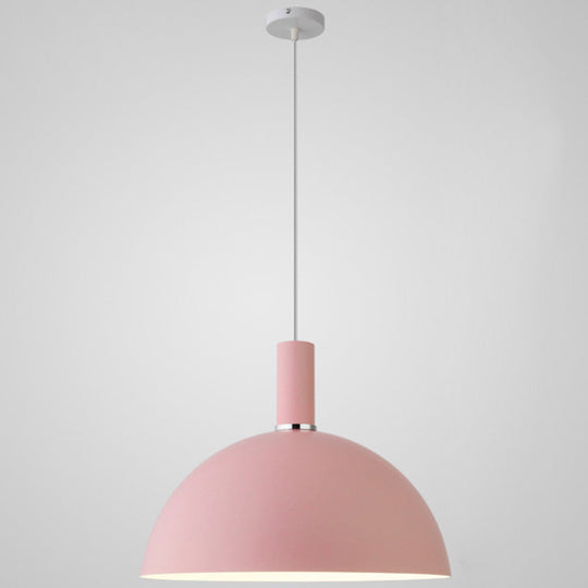 Nordic Style Metal Hemispherical Pendant Lamp - | Restaurant Ceiling Light 1 Pink / 16