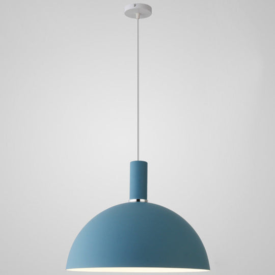Nordic Style Metal Hemispherical Pendant Lamp - | Restaurant Ceiling Light 1 Blue / 16