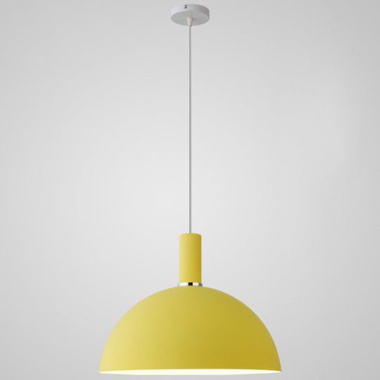 Nordic Style Metal Hemispherical Pendant Lamp - | Restaurant Ceiling Light 1 Yellow / 14