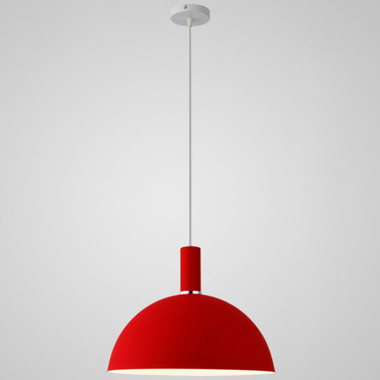 Nordic Style Metal Hemispherical Pendant Lamp - | Restaurant Ceiling Light 1 Red / 12