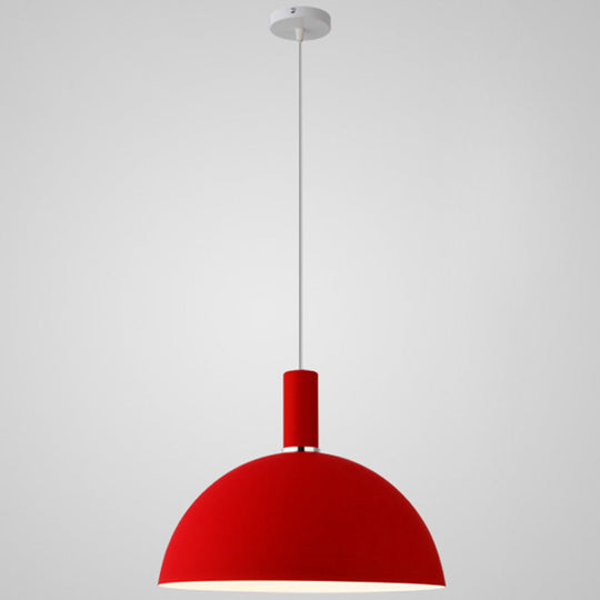 Nordic Style Metal Hemispherical Pendant Lamp - | Restaurant Ceiling Light 1 Red / 14