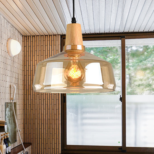 Modern Amber Glass Pendant Lamp Kit - 1 Light, Multiple Sizes