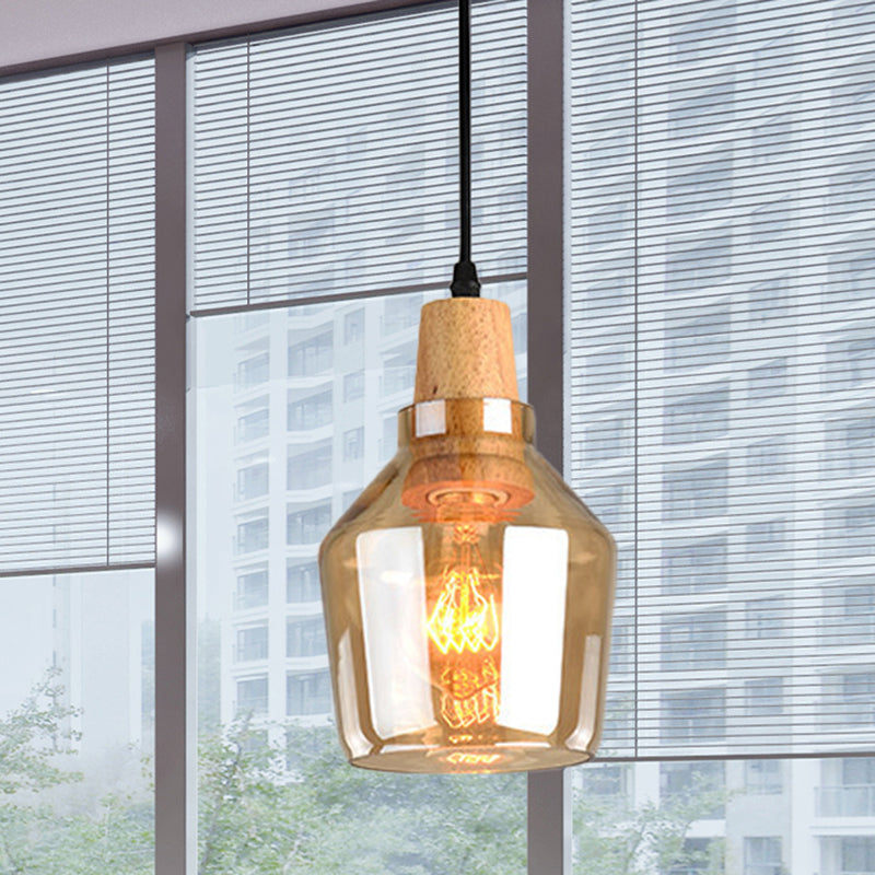 Modern Amber Glass Pendant Lamp Kit - 1 Light, Multiple Sizes