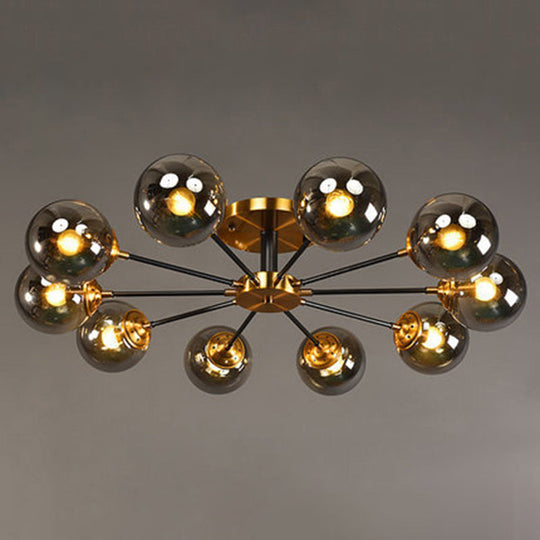 Contemporary Bedroom Sparkle: Stained Glass Sputnik Flush Mount Ceiling Chandelier 10 / Smoke Gray