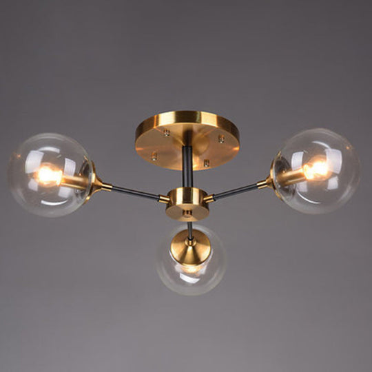 Contemporary Bedroom Sparkle: Stained Glass Sputnik Flush Mount Ceiling Chandelier 3 / Clear