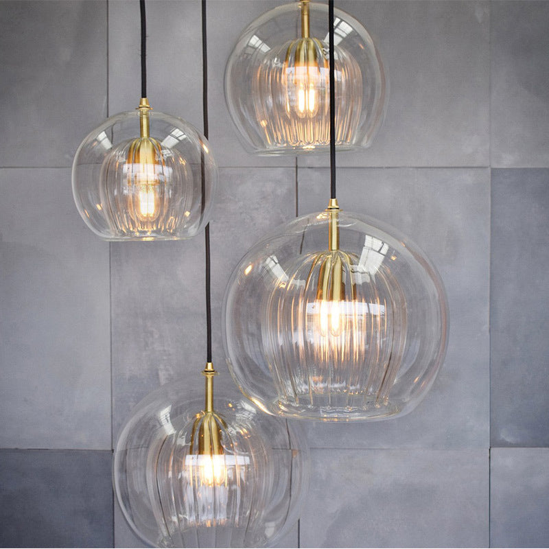 Modern Clear Double Glass Hanging Pendant Lamp For Living Room Lighting
