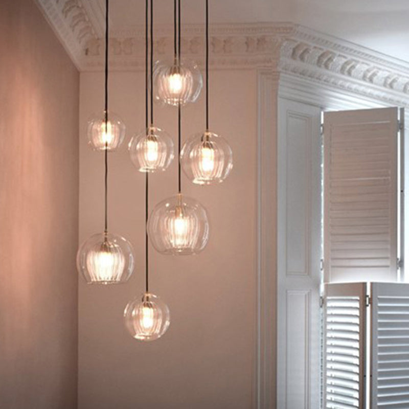 Modern Clear Double Glass Hanging Pendant Lamp For Living Room Lighting