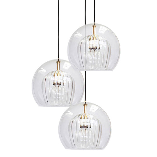 Modern Clear Double Glass Hanging Pendant Lamp For Living Room / 6.5 Lighting