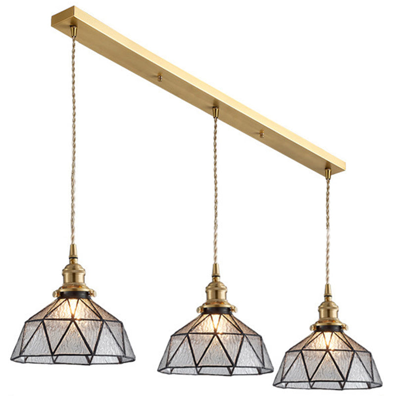 Geometric Icy Glass Pendant Lamp In Tiffany-Style 3 / Clear